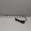INLAND 8 Outlet Long Aluminum Heavy Duty Power Strip with 3FT 14AWG Cord, 15A/1875W, Wide Spaced Outlets, ETL Listed Electrical Outlet Extender, Outlet Splitter, Ideal for Office, Garage, Workshop (Silver)