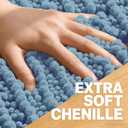 OLANLY Bathroom Rug Mat 34x21, Thick Soft and Absorbent Chenille Bath Mat, Non-Slip Rubber Backing, Machine Washable Quick Dry Bath Rugs for Tub Shower Floor, Home Decor Accessories, Airy Blue