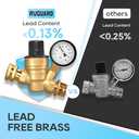 RVGUARD RV Water Pressure Regulator Valve, Brass Lead-Free Adjustable Water Pressure Reducer with Gauge and Inlet Screen Filter for RV Camper Travel Trailer