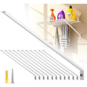 12 Pack Wire Shelf Brackets,12 Inch Metal Closet Support Bracket with Anchors and Pins Strong Support Wire Shelf Brackets for Kitchen, Pantries, Garages, Laundry, Shop and More