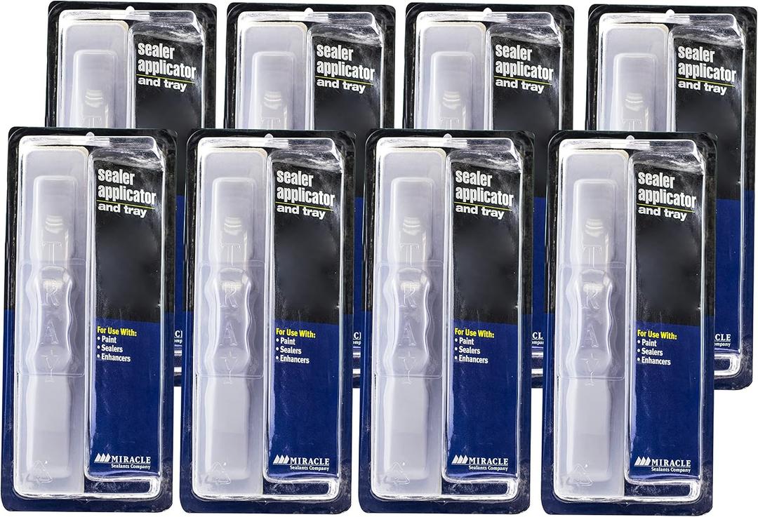 Miracle Sealants Mira Brush Sealer Applicator & Tray for Tile, Stone & Grout Sealers, 8 Pack
