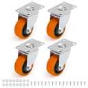 3-Inch PU Swivel Casters Set of 4, Heavy Duty Smooth Rolling Plate Wheels with Screws Included for Utility Carts, Workshop, Garage, Plant Stands, and Tool Storage