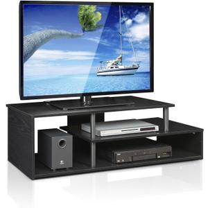 Furinno Econ Low Rise TV Stand, Black/Black, 14.6"D x 48.7"W x 15"H
