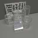 6-Pack Makeup Organizer Acrylic Plastic Containers. Bathroom Beauty Storage Set: 5 Canisters & 107 Printed Labels Organization
