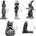 Alice in Wonderland Outdoor Statues - 5PCS Set | Ideal for Alice in Wonderland Decor Crafted from Durable Hand-Cast Stone Resin, Perfect for Indoor and Outdoor Garden, Patio, Lawn, and Yard Decoration