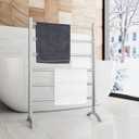 Freestanding Towel Warmer 6 Bars Plug-in Option 3 Working Modes Brushed Stainless Steel 24 W 34 H