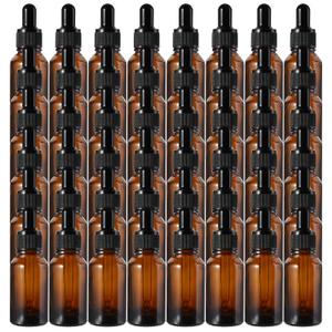 Kingrol 48 Pack Amber Glass Bottles with Glass Eye Dropper, 1 oz Dropper Bottles for Essential Oils, Perfumes, Aromatherapy, Chemistry Lab Chemicals