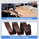 SUOSDEY Western Genuine Leather Belt with Silver Bull Embossed Buckle for Men,Cowboy Engraved Belts for Jeans,1.5" Width (Fits 35"-38" Waist, Coffee)