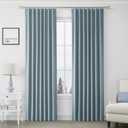 Joywell Textured Linen 100% Blackout Curtains 80 Inches Long, Rod Pocket, Back Tab, Hook Belt Thermal Insulated Room Darkening Pinch Pleated Drapes for Bedroom with Hooks, (2 Panels Set,52 x 80, Blue)