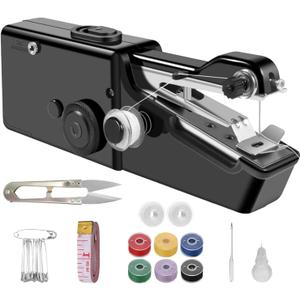 Handheld Sewing Machine, Portable & Cordless Mini Sewing Machine for Beginners - Electric Fast Stitching, DIY Fabric Clothes Repair Kit, Home Travel Mending Machine with Accessories (Black)