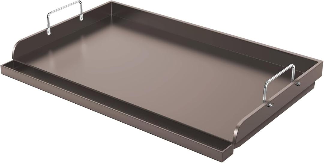 Cast Iron Griddle Universal Griddle for Gas Grill, 25" x16" Flat Top for Outdoor Grill Rectangular Plate with Removable Handles for Charcoal Camping, Tailgating, and Parties (25" x 16" Metal)