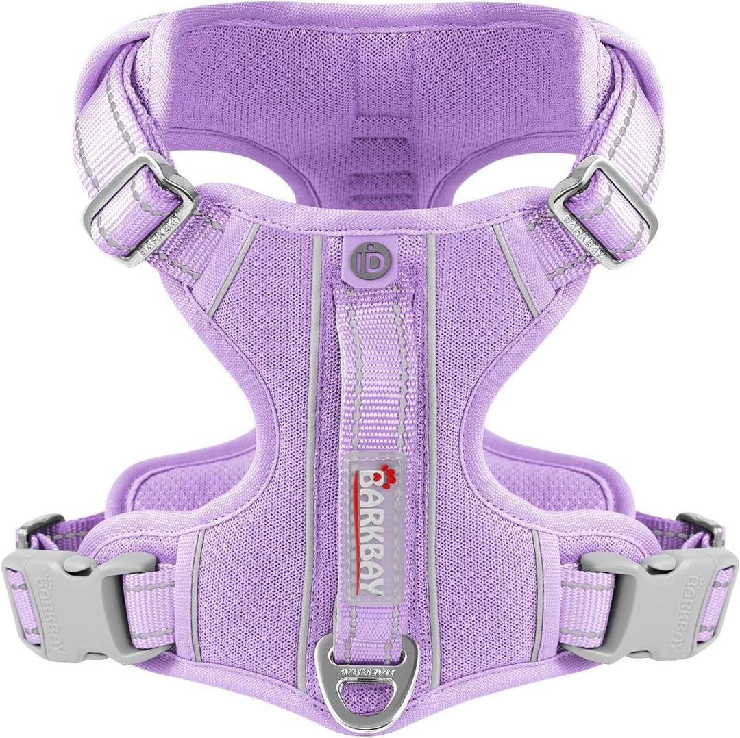 BARKBAY Dog Harness No Pull with ID Tag Pocket - Heavy Duty, Reflective, Easy Control for Large Dogs(Violet Purple,L) (Large(Chest:24.5-32.5"))
