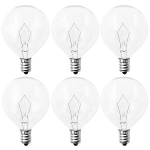40 Watt E12 Candelabra Base Round Bulbs,G50 Light Bulbs for Full Size Scentsy Warmer,Chandelier,Decorative Vanity Lights,Ceiling Fans Lights,120V Dimmable Globe G16 1/2 Bulb,2700K Warm White,6 Pack