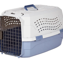 Amazon Basics 2-Door Top-Load Hard-Sided Dogs, Cats Pet Travel Carrier, Gray & Blue, 22.8"L x 15.0"W x 13.0"H