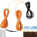 59Ft Soil Heating Cable with Thermostat, Rubber Heated Warming Cable for Seed Starting, Outdoor Greenhouse, Cold Frame & Garden Beds, Plant Root Winter Protection Kit Includes Ground Stakes