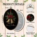 SHQIEUDH Moody Christmas Bells Oval Wall Art 8.6x11.4, Vintage Christmas Red Bow Framed Canvas Prints Artwork, Rustic Farmhouse Winter Holiday Oval Wall Hanging Decor for Living Room Home Bedroom
