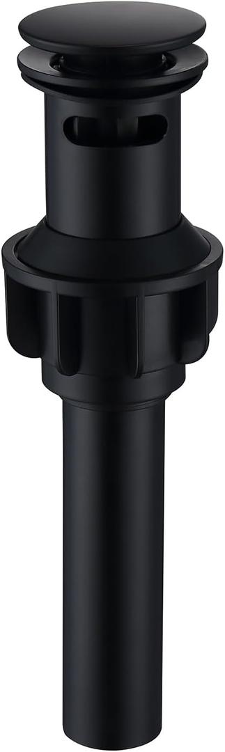 Black Sink Drain with Overflow Pop Up Sink Drain Stopper for Sink Faucet Vessel Vanity Bathroom Sink Drain Strainer with Hair Catcher Anti-Clog Strainer Matte Black, SD30-BK