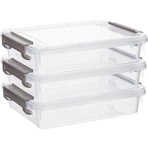 Citylife 3 PCS Plastic Storage Bins with Latching Lids Portable Project Case Clear File Box Stackable Storage Containers for Organizing B5 Paper, Photo, Document, Scrapbook