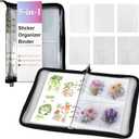 5-in-1 Sticker Organizer Book Reusable A5 Storage Binder with 220 Pockets,10 Release Papers, Zipper Album Sticker Collecting Display Keeper (Black)
