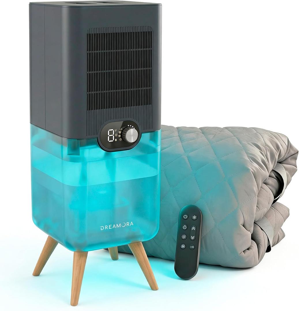 DREAMORA Luna - Water-Cooled Bed Cooling System - Elegant & Compact Bed Cooler for Hot Sleepers, Deep, Restorative Sleep - Dual-Sided Cooling Mattress Pad & Precise Temperature Control, Twin