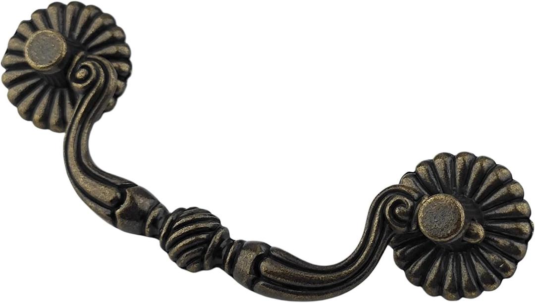 10-Pack 3 1/2" C-C Vintage Style Antique Black Bronze Bail Drawer Pull Drop Swing Handles Cabinet Knob Hardware 89 mm 3.5" Centers (10)