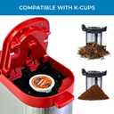 Kenmore Single Serve Coffee Maker 612 Oz Brew Sizes, Compatible with Keurig KCup Pods & Ground Coffee, One Cup Brewer, Travel Mug Friendly, Auto ShutOff, Hot & Iced maquina de cafe, Red