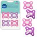 MAM Comfort Baby Pacifiers 0-3 Months Newborns, Lightweight One-Piece Full Silicone Binky, BPA-Free Nipple, Easy to Clean Pacifier, Best for Breastfed Babies, 4 Count, Sterilizer Case, Made in Europe (Pink Blossom/Purple Lavender)