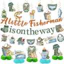 Fishing Baby Shower Party Decorations Gone Fishing Birthday Party Decor Supplies Includes Happy Birthday Banner A Little Fisherman Is on the Way Honeycomb Centerpiece