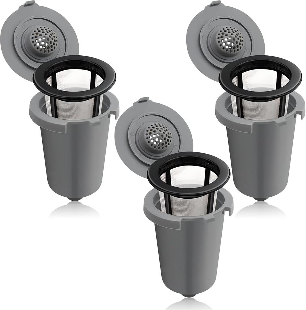 Replacement Parts Grey Reusable Filter Cup, Compatible with Cuisinart Single Serve Coffee Makers 3 Pack (Gray 3 Pcs)