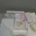 Giant bean Exquisite Pink Wooden Dollhouse for Girls with 2 Dolls and 12pcs Wooden Furniture,Foldable and Portable Pretend Play House Set with Handle, Christmas Birthday Gift for Girls Kids Age 3+