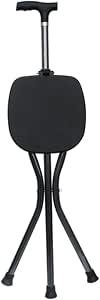 Hold 440 lbs Walking Cane Seat,Heavy Duty Travel Hiking Crutches Stool, Aluminum Alloy, Bow Handle, Non-Slip, Elderly Folding Portable Cane Chairs