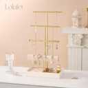 Lolalet Jewelry Holder Tree with Velvet Tray, 4 Tiers Necklace Display Stand Rack with Ring Slots Organizer for Earrings Bracelets Bangles Ring, Valentine's Day Gift -Beige