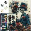 Jigsaw Puzzles 1000 Pieces for Adults, Gothic Romance Jigsaw Puzzles, Two Elegantly Dressed Skeletons Puzzles for Adult 1000 Pieces, Skull Puzzles, Impossible Puzzle for Adults 20X27 INCH