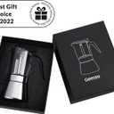 Geesta Premium Crystal Glass-Top Stovetop Espresso Moka Pot - 4/6/ 9 Cups Stainless Steel Coffee Maker- 360ml/12.7oz/9 cup (espresso cup=40ml)