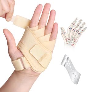 DrFinger Finger Ulnar Deviation Splint Brace, Finger Joint Deviation Orthopedic Corrector With Metal Bracket-Beige-(Left-M)