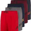 Real Essentials 5 Pack: Men's 5" Inseam Dry-Fit Running Workout Shorts - Pockets & Drawstring, 3XL