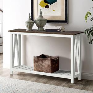 ChooChoo Farmhouse Console Table, Rustic Vintage Narrow Sofa Table for Entryway, Living Room, Hallway, 40 White (11.8"D x 39.4"W x 31.5"H)