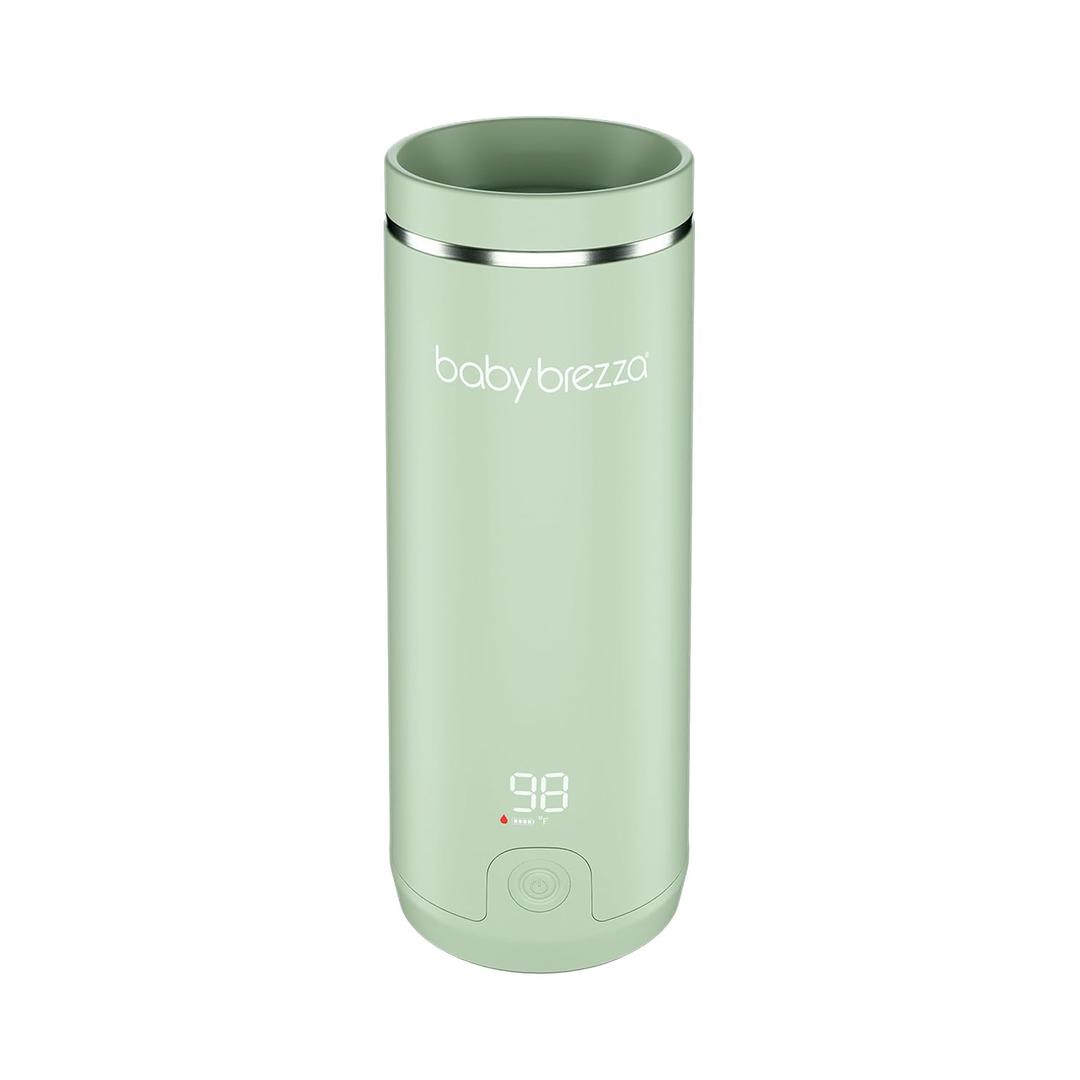 Baby Brezza SuperFast Portable Bottle Warmer 3x Faster than Others, Travel Milk Formula Warmer with 4 Temperature Settings, 9oz Capacity, USB Rechargeable, Safe & Even Heating, No Adapters, Sage Green