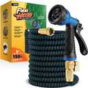 Flexi Hose Expandable Garden Hose with 8 Function Nozzle, 150FT - Lightweight Retractable Garden Hose, Water Hose - No-Kink Flexibility, 3/4 Inch Solid Brass Fittings and Double Latex Core