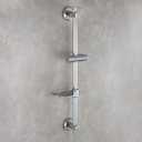 Tecmolog Drill Free Shower Slide Bar ABS Plastic Height/Angle Adjustable Shower Rail Suction with Dish Chrome, BC4044