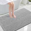 OLANLY Large Bathroom Rugs 47x32, Extra Soft Absorbent Chenille Bath Rugs, Rubber Backing Quick Dry, Machine Washable Bath Mats for Bathroom Floor, Tub and Shower, Home Decor Accessories, Light Grey