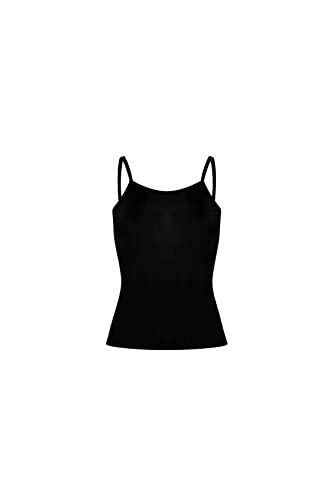 MCCAMEY Womens 100% Silk Spaghetti Strap Camisole Tank Tops Underwear Vests(XL,Black)