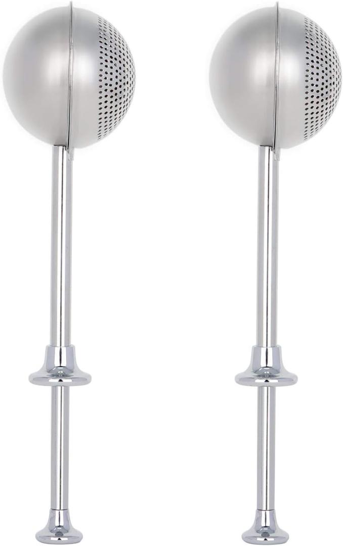 HULISEN Set of 2 Flour Duster for Baking, Powdered Sugar Shaker Duster, 18/8 Stainless Steel Pick Up and Dust Flour Sifter with Spring-operated Handle for Easy One-handed Operation (Silver)