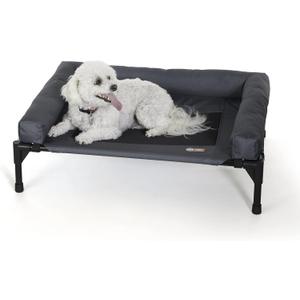 K&H Pet Products Bolster Dog Cot, Cooling Indoor Outdoor Elevated Cot Hammock Dog Bed with Removable Washable Bolsters, Washable Mesh Cover, Raised Metal Frame - Medium 32 X 25in Charcoal