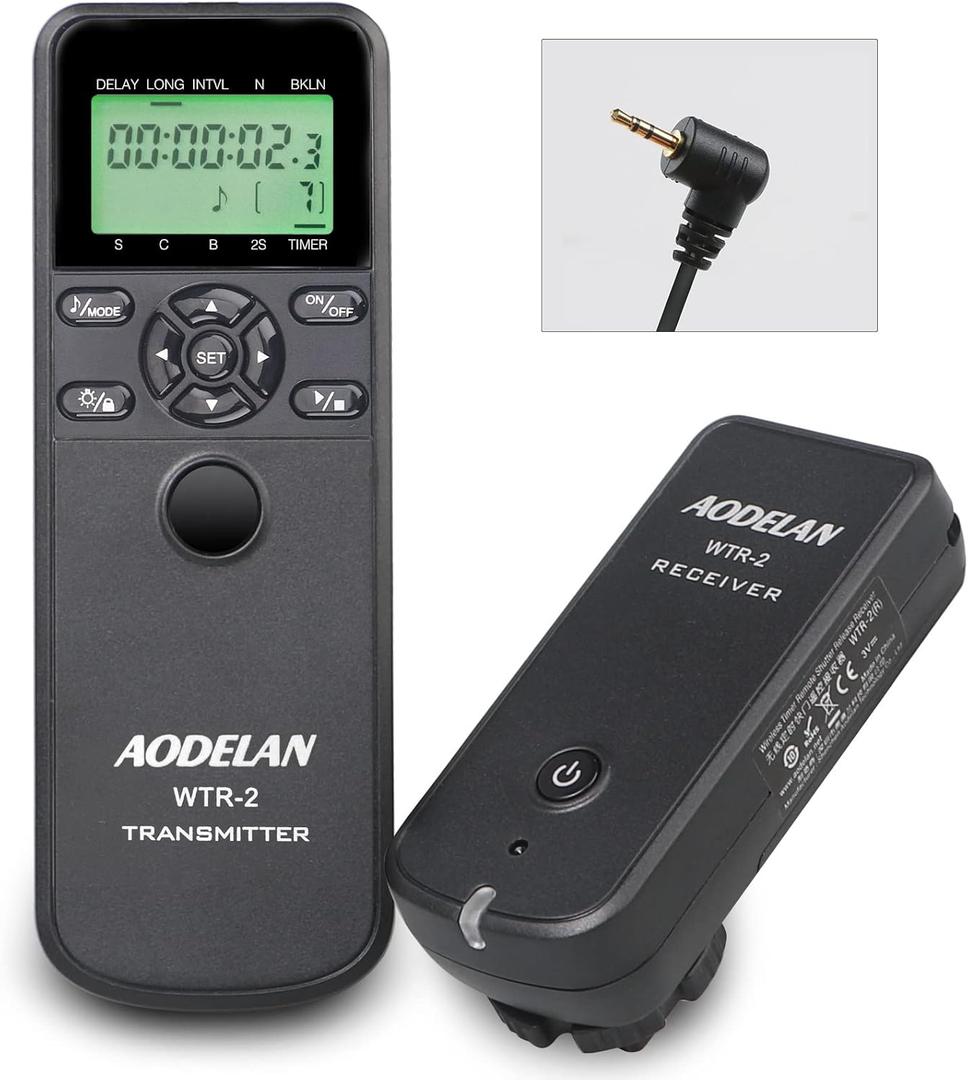 AODELAN Intervalometer Timer Remote Control - Camera Wireless Shutter Release for Canon EOSR RP R6 Ra 90D 250D 200D 850D ; for Olympus E-M1X E-M1 II E-M1 III; for Fujifilm GFX100 GFX50R XT3 XT4 XT30