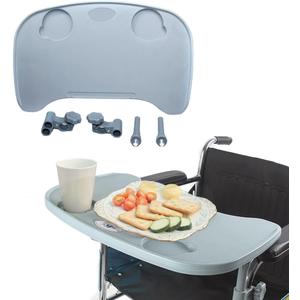 Wheelchair Tray Table - Removable Wheelchair Desk Lap Board Eating Aid for Nursing Patient, Fits Wheelchair Arms of Distance 16" - 20" (Blue)
