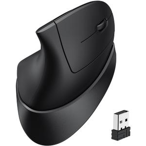 iClever Ergonomic Mouse, 2.4G Wireless Vertical Mouse with 4 Adjustable DPI, Silent Click, 7 Buttons, 3 Adjustable Tilt, Rechargeable Mouse Jiggler for Laptop, Desktop, PC, Computer, Windows 8/10/11 (Black)