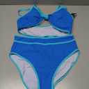Blooming Jelly Womens High Waisted Bikini Set Tie Knot High Rise Two Piece Swimsuits Bathing Suits (Blue, L)