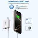60W iPhone 17 16 15 Pro Charger Fast Charging,2Pack 10FT 5-Port USB C Charger Super Fast Charging Block Long 10Foot Woven Cable USBC Cord for iPhone 17/17 Air/17 Pro Max/16e/16/15/15 Pro Max,iPad Pro