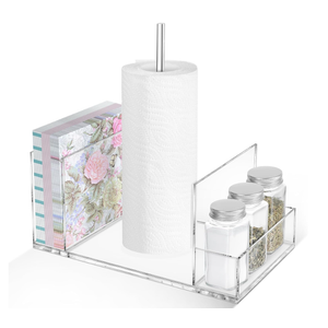 Napkin Holder for Table Acrylic Napkin Holder With Salt And Pepper Shakers Standing Paper Napkin Storage for Kitchen Dining Table Decor 